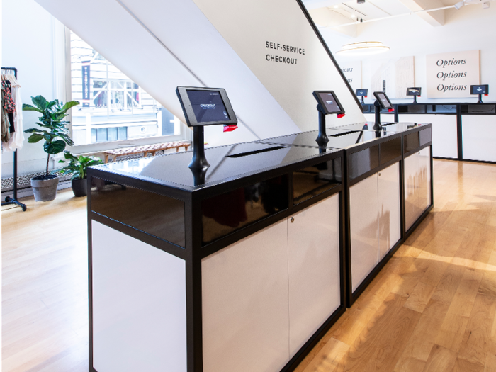 The store integrates Rent the Runway’s technology to automate customer pick-ups and returns.