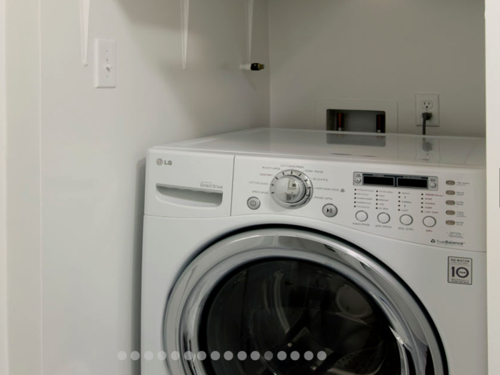 The apartment has a washer-dryer in-unit, an amenity that saves them from trips to a nearby laundromat.