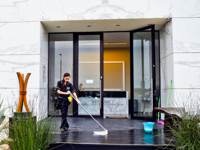 23. Janitors and cleaners (except maids) earn a median of $28,520 a year, and 44,660 are employed in the hotel industry.