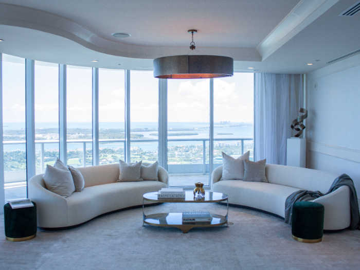 Wraparound floor-to-ceiling windows filled the room with sunlight and made for beautiful views of the ocean stretching to the east.