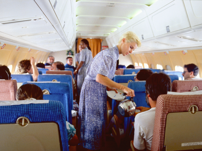 In the 1980s, airlines stopped using the term "stewardess" in favor of the gender-neutral "flight attendant."
