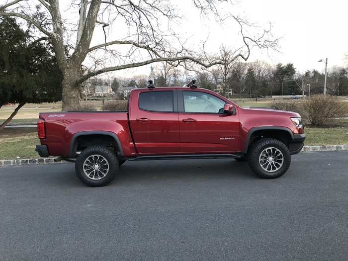 The 2018 ZR2 came with a fetching "Cajun Red Tintcoat" paint job. The truck had a crew cab and a "short box" bed. Some folks don