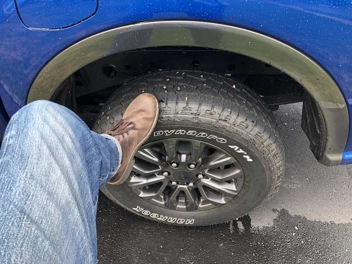 Our tester came with stout off-road rubber. Most of the pickups we test are lifted 4x4s.