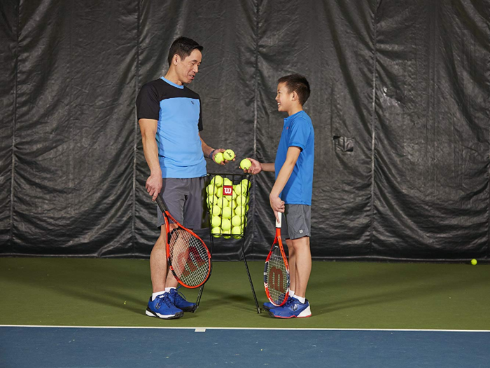 A tennis ball basket so you can hit the courts together