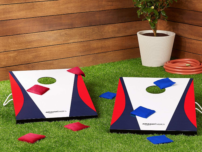 A cornhole set