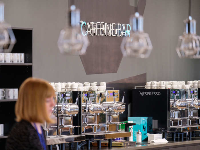 Nespresso machines can be found in the caffeine bar.