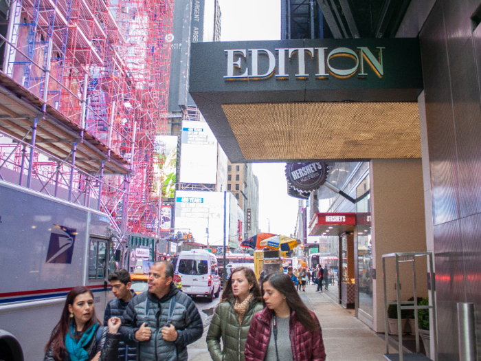 The entrance is on 47th Street in Times Square, one of the busiest neighborhoods in New York City that locals tend to steer clear of, partially because of the crowds of tourists.