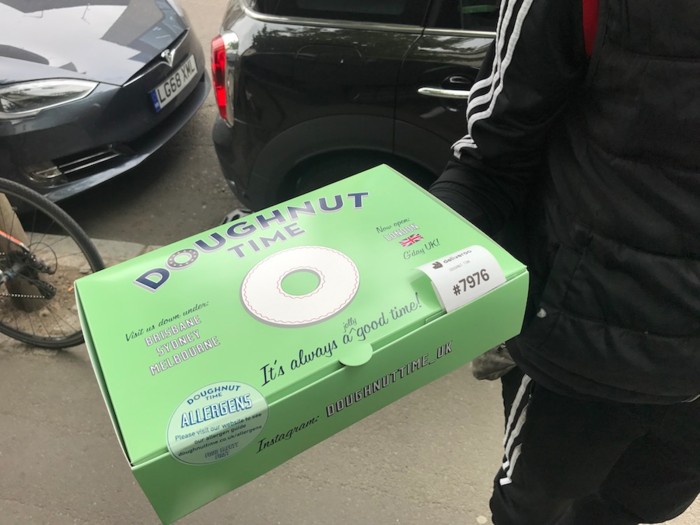 The donuts were neatly boxed up...