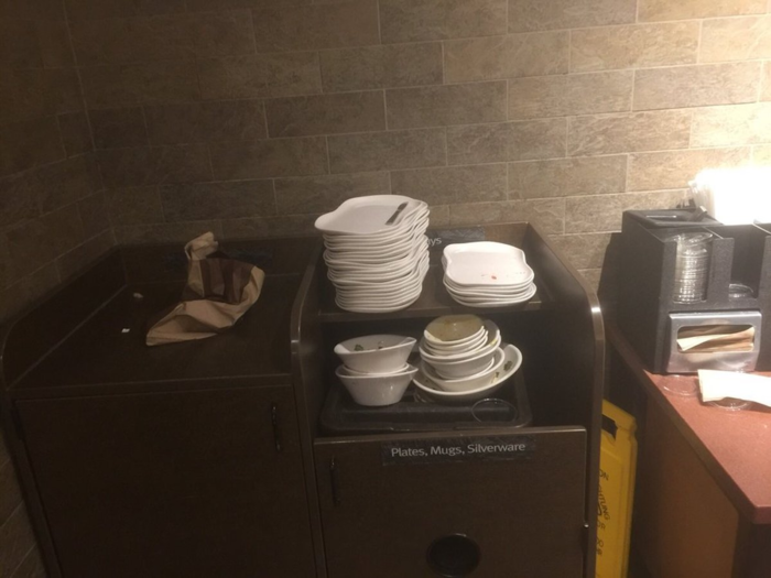 A different employee said that they get annoyed when guests leave without clearing their tables and dropping off their bowls, plates, cups, and cutlery at the designated stations.