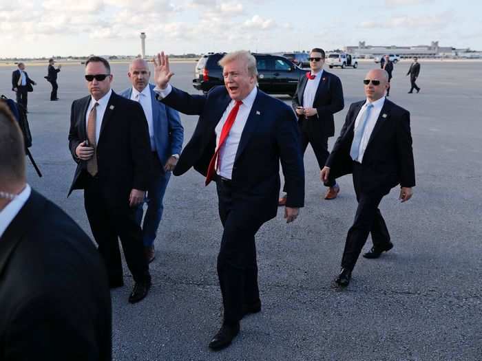 Secret Service and Presidential Protective Division agents keep a perimeter around the president at all times, sometimes with local police providing an extra layer during public appearances.