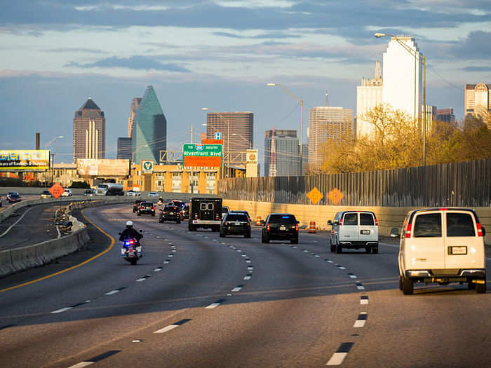 The subject is then led to a motorcade that usually includes around 20 vehicles, which freely cruise down closed highways to save time and safety concerns.