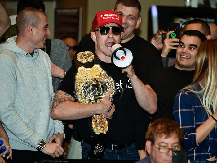 Colby Covington is a "MAGA" hat-wearing cagefighter with a megaphone.