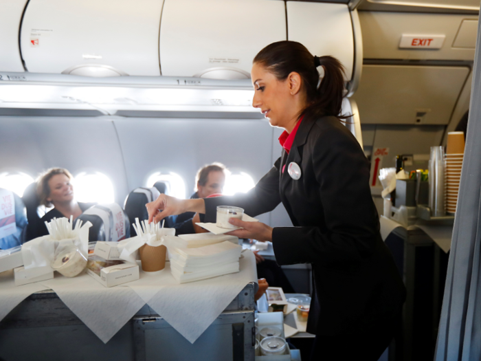 15. Flight attendants earn a median of $56,230 a year, and 116,770 are employed in the air transportation industry.