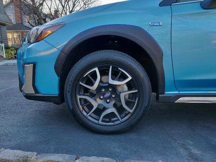 The Crosstrek Hybrid also comes with these funky 18-inches wheels.