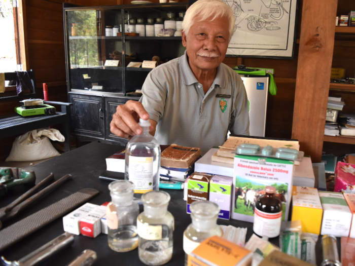 Elephants at Green Valley also get daily supplements of multivitamins, minerals, and probiotics. Ba Kyaw Than, who worked as a veterinarian for government logging elephants from 1964 to 2000, works at the nursing home now and gives the elephants a checkup every four months.