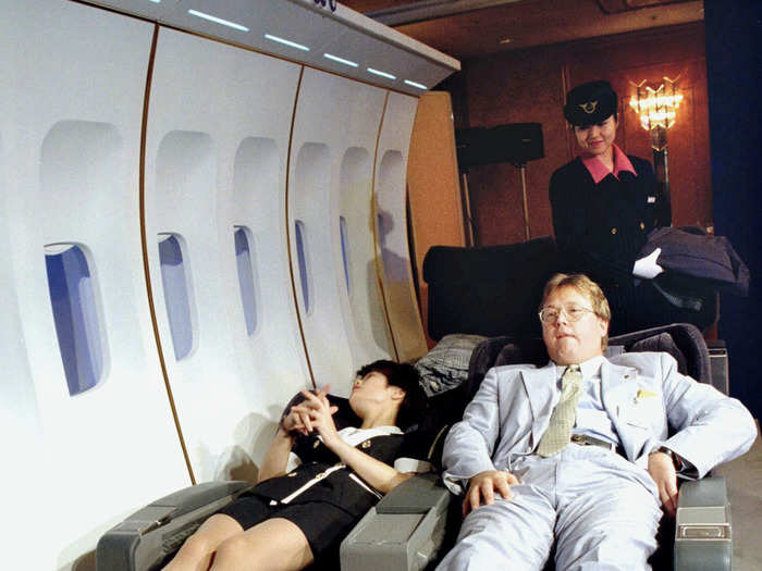 During the 1990s, airlines began to introduce 180-degree lie-flat seats to their first class cabins along with improved in-flight entertainment