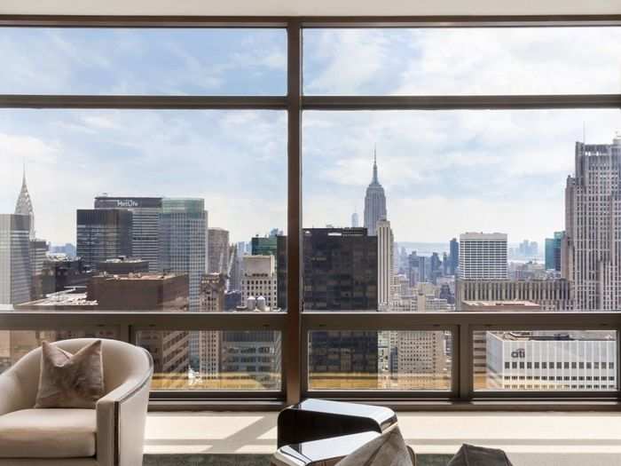 The apartment boasts stunning panoramic views of the city