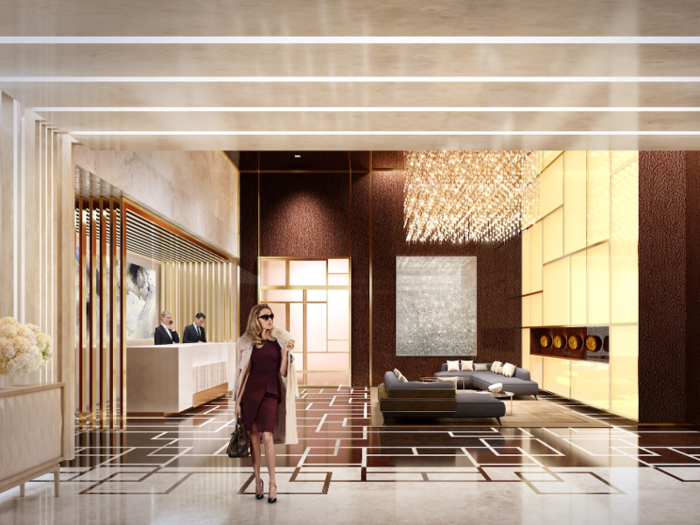 The newest renderings of Central Park Tower show a grand lobby outfitted with the finest finishings.