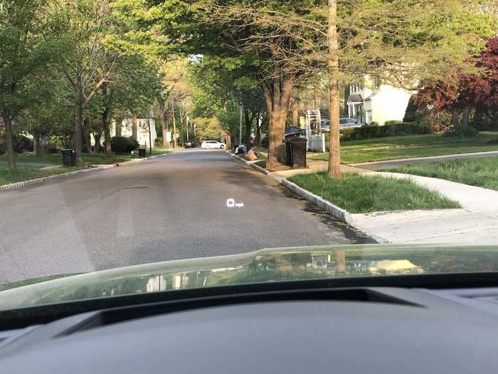 The head-up display is quite useful for displaying vital info while keeping eyes on the road.