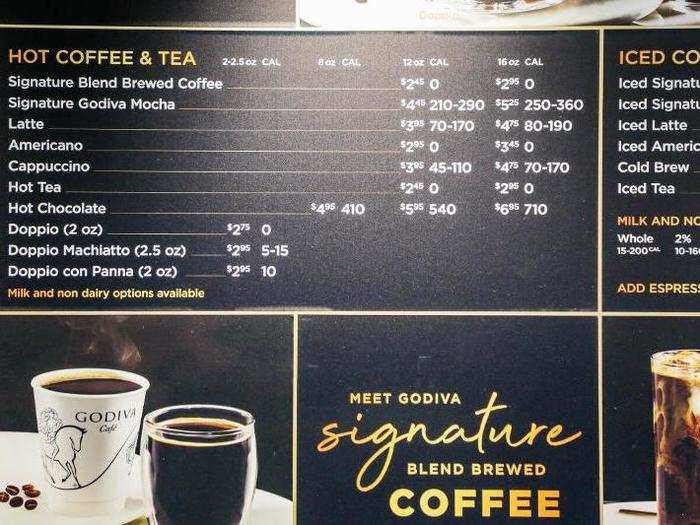 There are already two signature items on the menu. There are also three Italian-named coffee drinks, which feels like something of an identity crisis for the Belgian-founded, Turkish-owned brand. Am I supposed to know what a doppio is? I just went with the Signature Godiva Mocha.