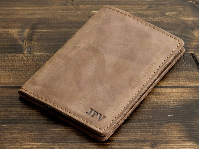 A leather passport cover