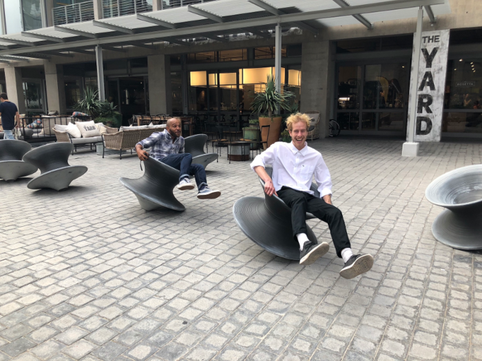 And there were people outside enjoying these also-trendy spinning stools.