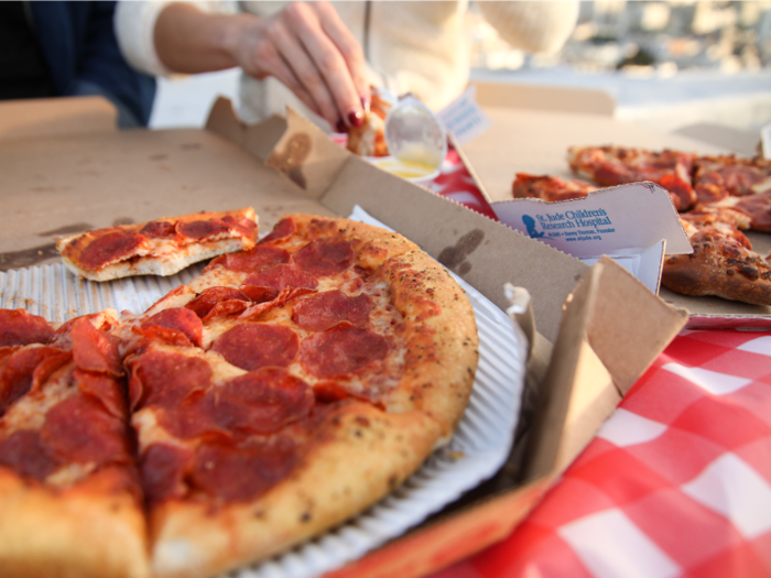 We kept it simple with only pepperoni on all of our pizzas, since you can