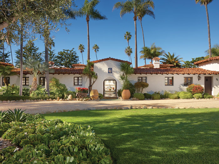 The main mansion is just one level but holds nine bedrooms and 14 baths. The majority of the rooms have access to the center courtyard.