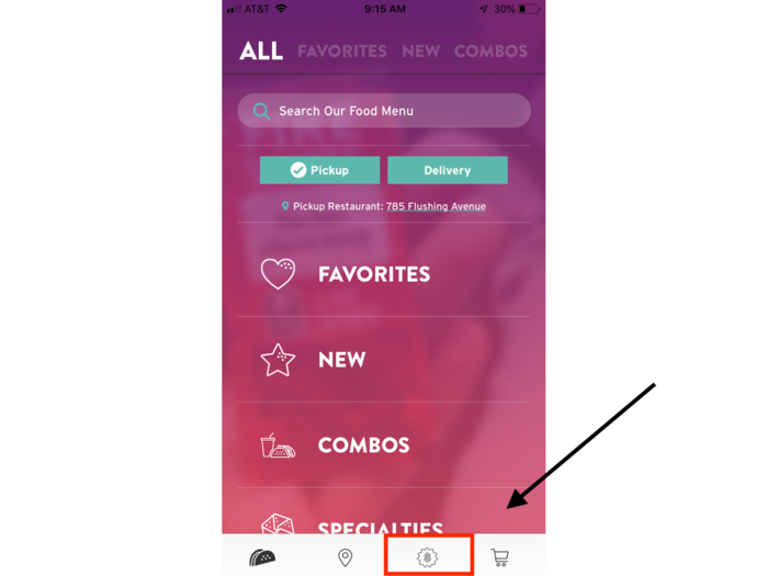 After you create a Taco Bell account (or log in to your existing one), click on the dollar-sign icon at the bottom of the app.