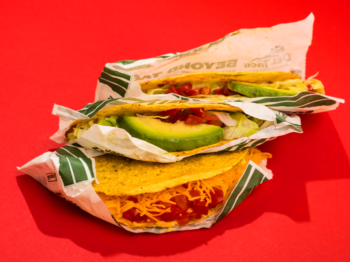 Both tacos look like they could fit in among Del Taco