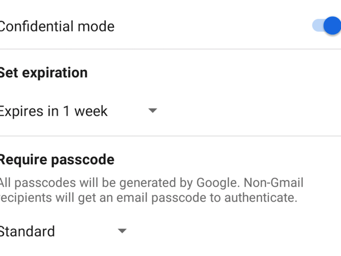 Set an expiration date and passcode for sensitive emails.