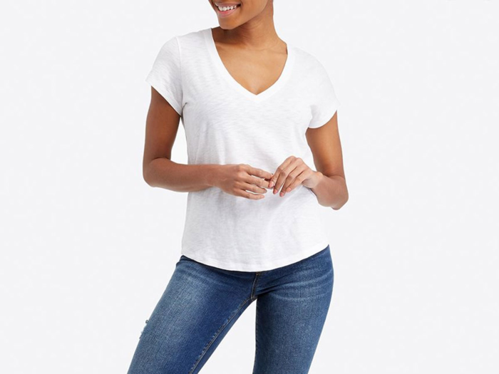 Spanx Slub Neck V-Neck Tee