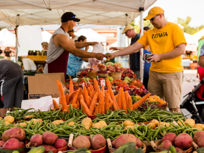 Goods at farmers markets are more expensive than the food in grocery stores