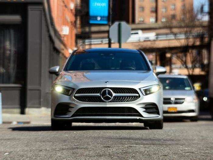 The compact stance definitely works better up front. My A220 had a special AMG Line package ($2,600 extra) that included a diamond-block grille, vented front disc brakes, and a dropped suspension.