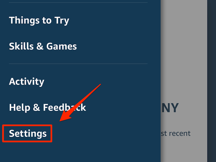 Select the "Settings" option from the menu.