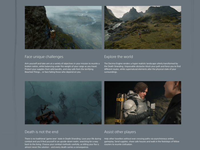 3. There are four core components of "Death Stranding," which were finally spelled out this week: Puzzle solving, exploration, asymmetric co-op, and combat choice.