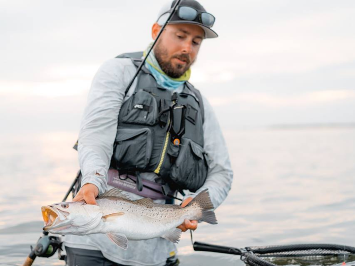 A lightweight and fisher-friendly life vest to bring him home safely.