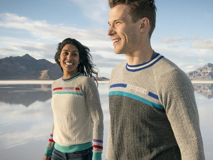 A breathable, llama-fiber knit-mesh sweater.