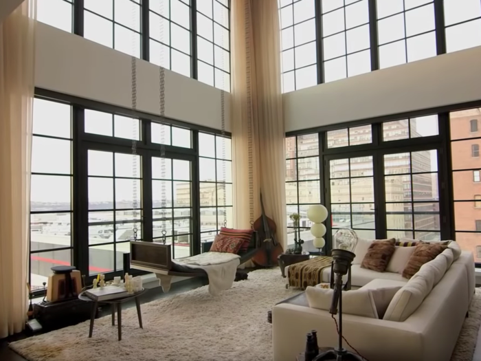 One of the most impressive features of the West Village apartment is the cathedral ceiling in the living room.