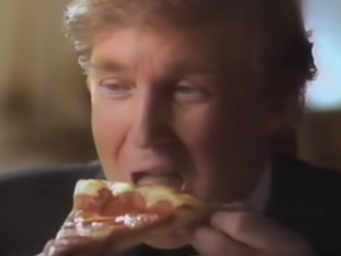 Trump in 1995 appeared in a Pizza Hut commercial with his ex-wife Ivana. The two were already divorced by the time the ad was filmed. Their split in the early 90s was highly publicized following Trump