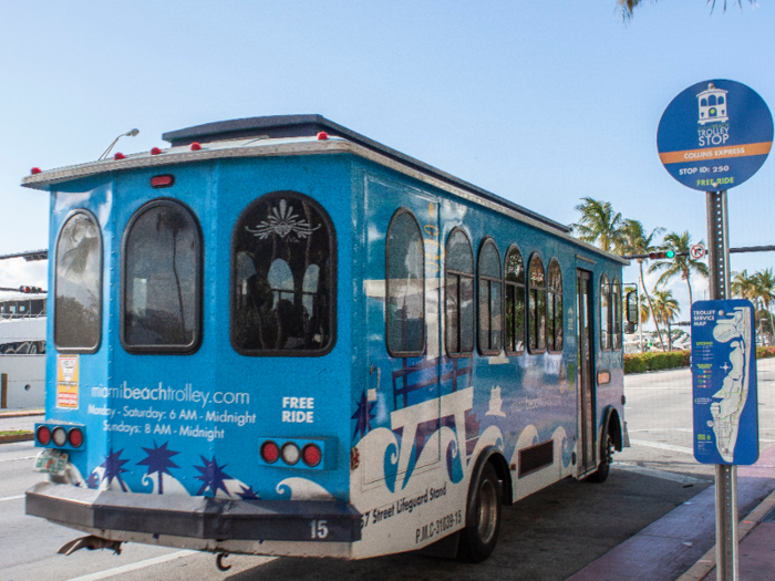 I noticed on my walk that a free trolley runs north to south on Miami Beach.