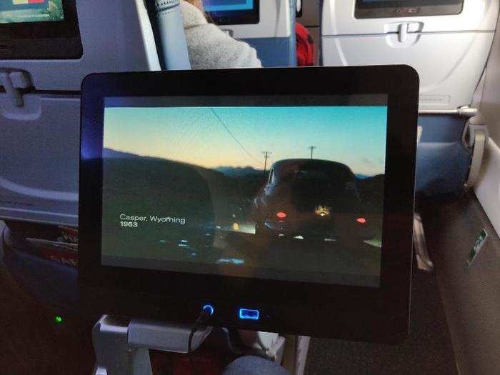 After takeoff, I turn my attention back to the entertainment screen. I settle in to watch the film "Vice."