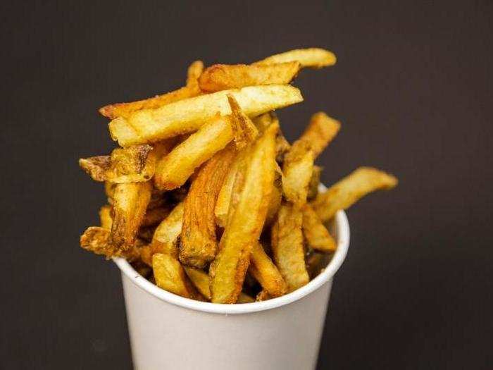 Despite their quantity and freshness, these fries are just less satisfying. Only sort of crispy and sort of salty, Five Guys relies too heavily on the "real potato" appeal of their fry, at the expense of flavor. They have a wholesome, hearty mouthfeel, but are ultimately somewhat sweet and not very flavorful.