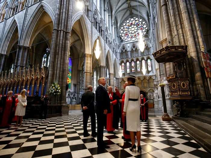 The president and first lady then moved on to visit Westminster Abbey, the first of several stops at major London landmarks they