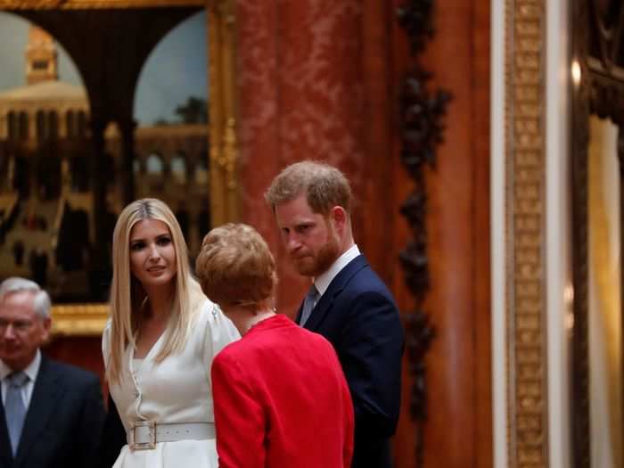 Prince Harry also joined the Trumps to view items from the palace