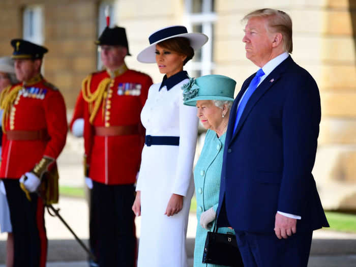 The first couple then joined Queen Elizabeth II outside the palace.