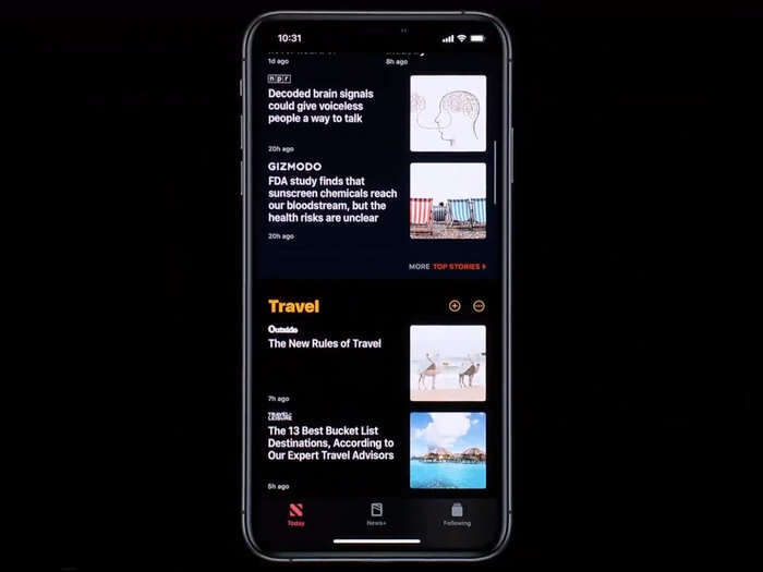 the Apple News app...