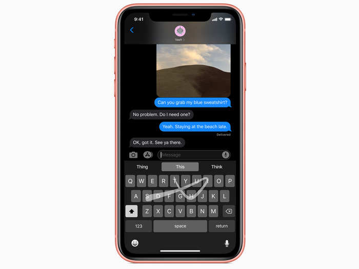 Apple has added dark mode to a bunch of its own apps, including Messages...