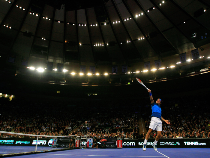 Federer brought his theatrics to the 2012 BNP Paribas Showdown at Madison Square Garden in 2012.