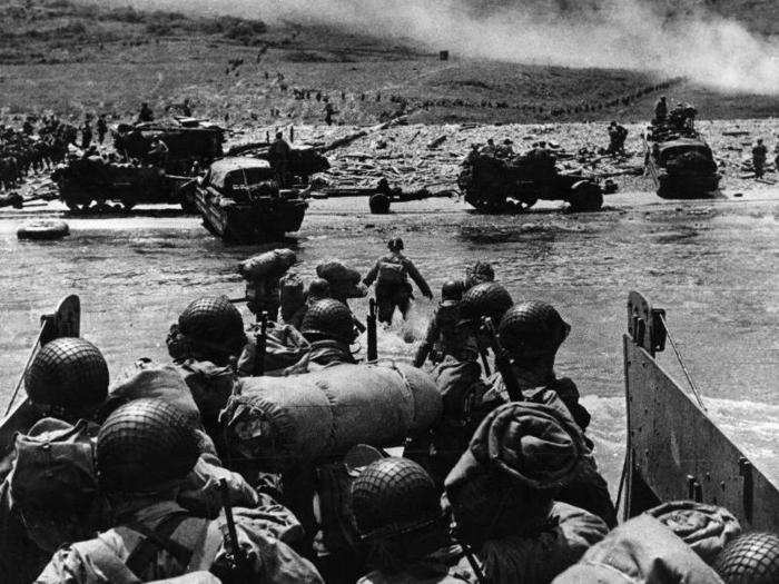 23,250 US troops fought their way ashore at Utah Beach as 34,250 additional American forces stormed Omaha Beach. 53,815 British troops battled their way onto Gold and Sword beaches while 21,400 Canadian troops took Juno Beach.